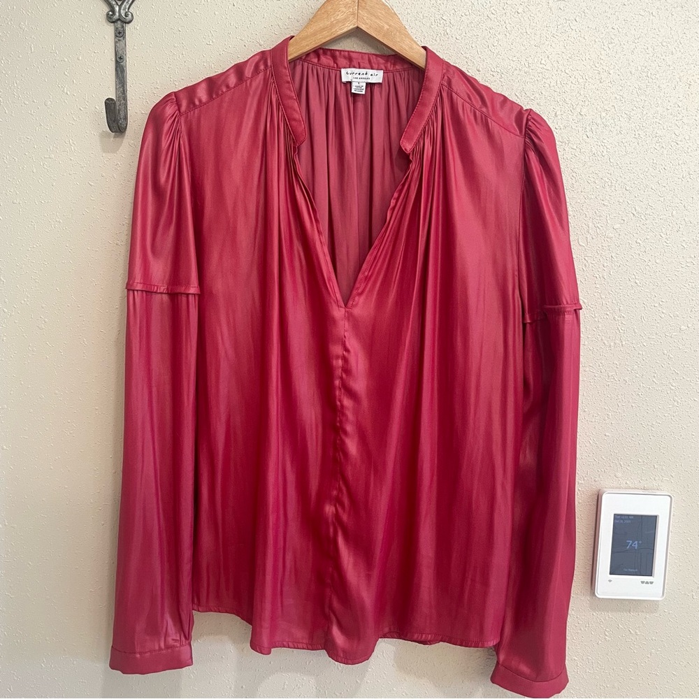 ANTHROPOLOGIE Current Air Split Neck Long Sleeve Pullover Blouse
